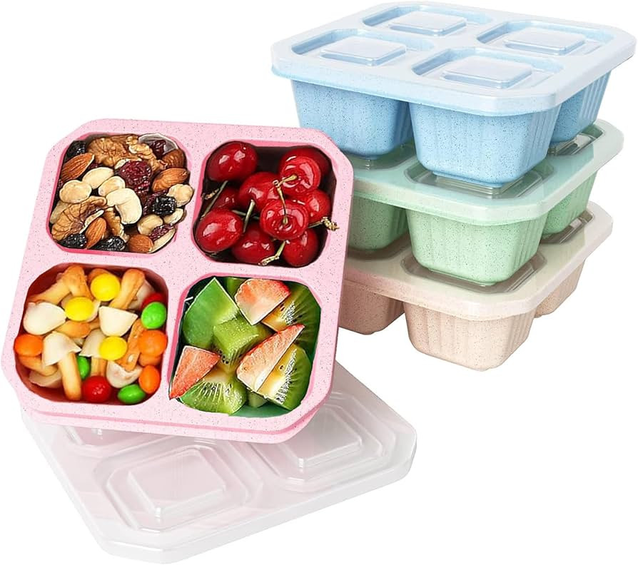 4/8/16 Pack Bento Snack Boxes - 4 Compartment Condiment Containers | Meal Prep Containers Reusabl... | Amazon (US)