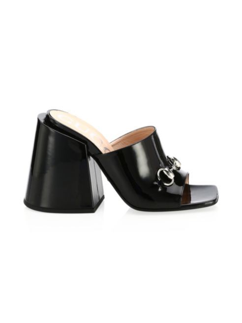 Gucci - Patent Leather Heeled Slides | Saks Fifth Avenue