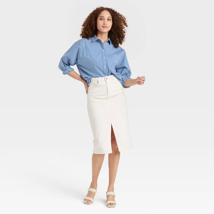 Women's Long Sleeve Button-Down Boyfriend Shirt - A New Day™ | Target