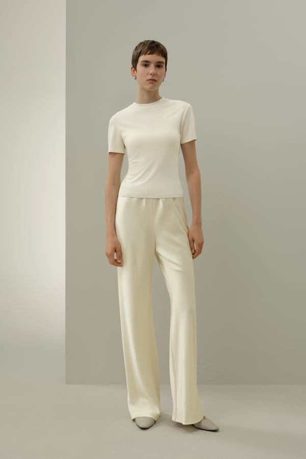 LILYSILK Womens T Shirt Silk | Lily White Natural Silk | Comfortable Crew Neck Tops L | LILYSILK