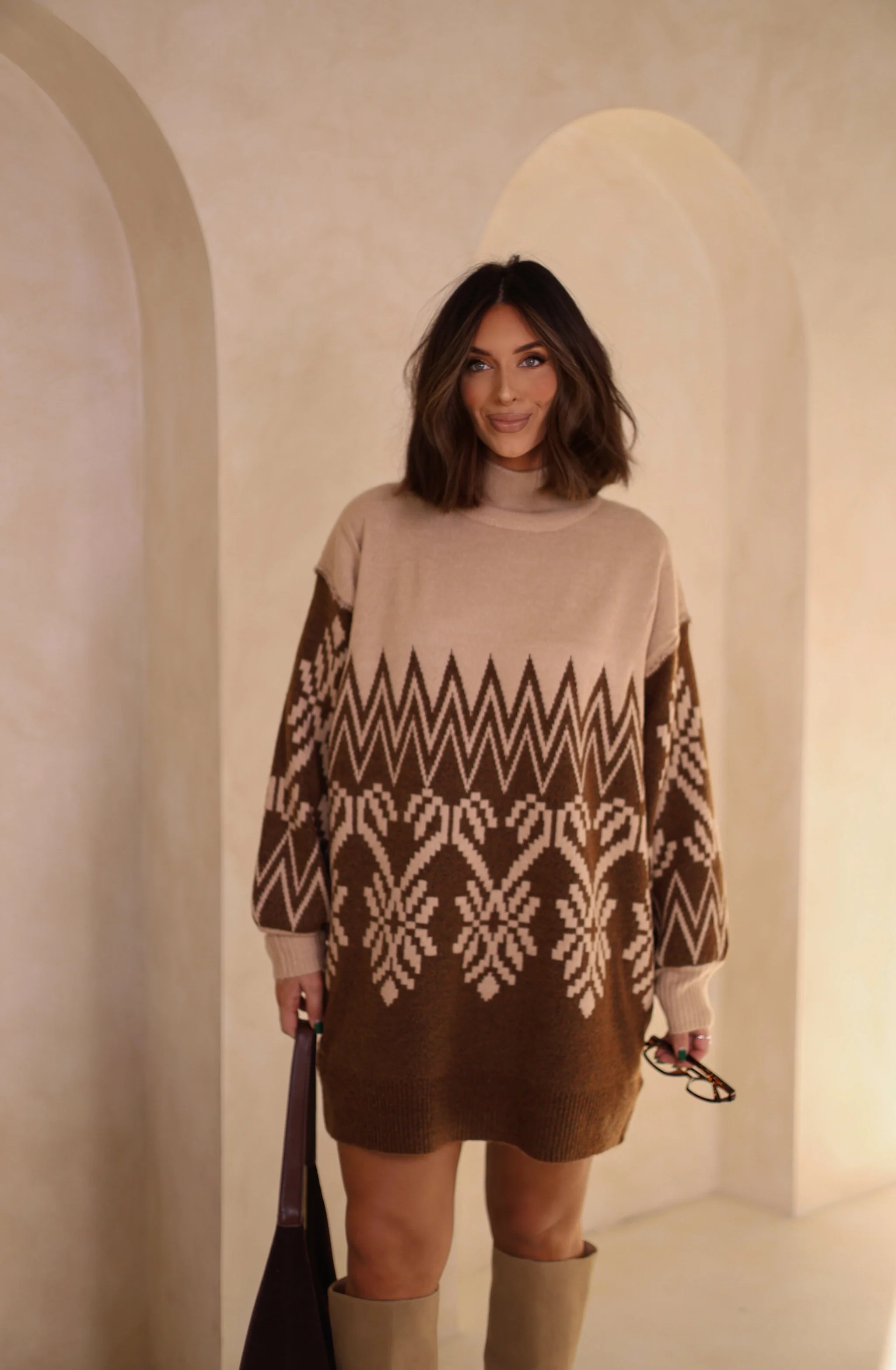 Brown Alpine Sweater Dress | Lane 201 Boutique