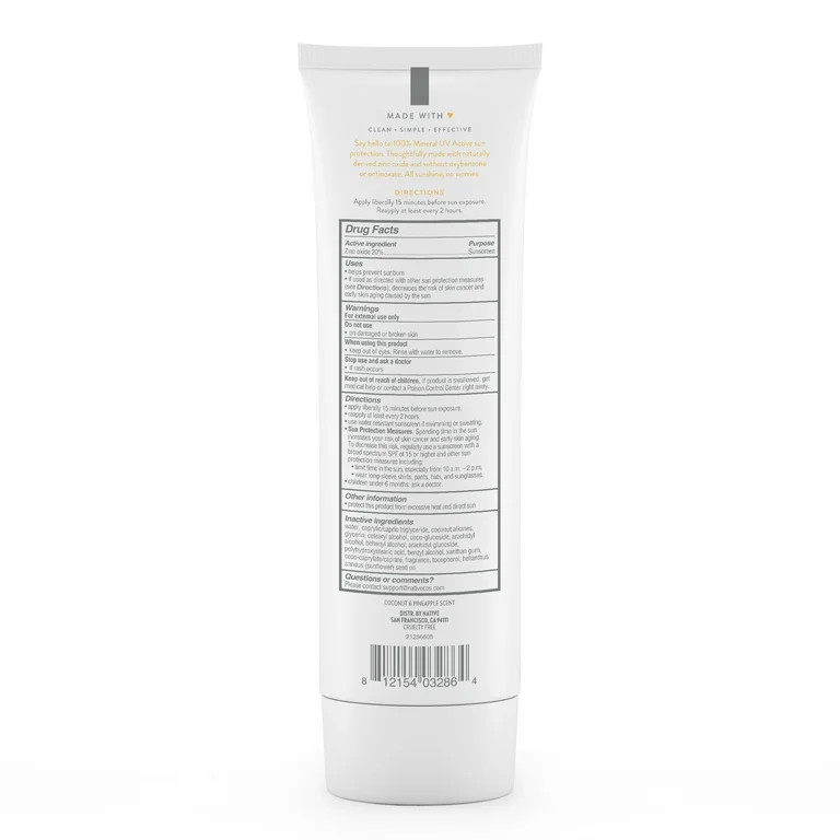Native Coconut & Pineapple Mineral Sunscreen Lotion SPF 30, 5.0 oz | Walmart (US)