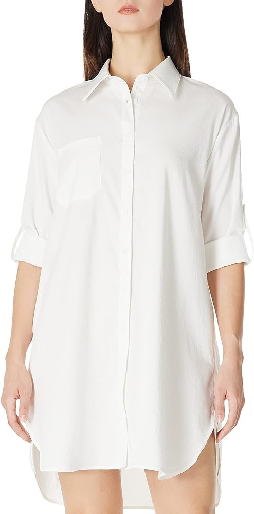 Women's Casual Cuffed Long Sleeve Button Down Shirt Dress Plus Size V Neck Tunic Blouses Tops wit... | Amazon (US)