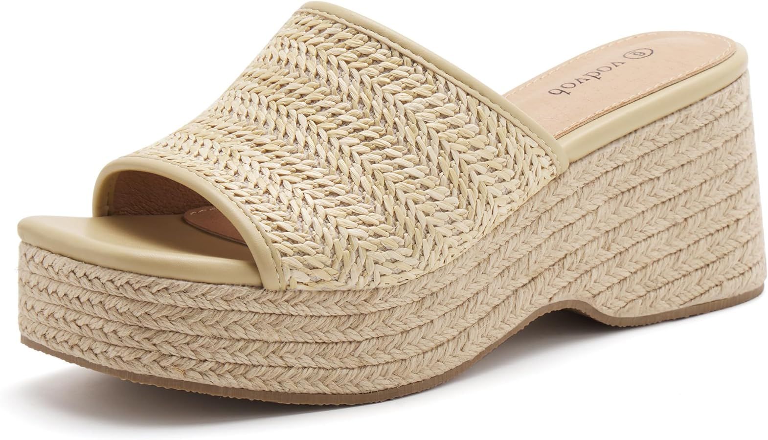 vodvob Platform Sandals for Women Wedges Open Toe Comfort Slip On Mules Bohemia Sandals Casual Su... | Amazon (US)