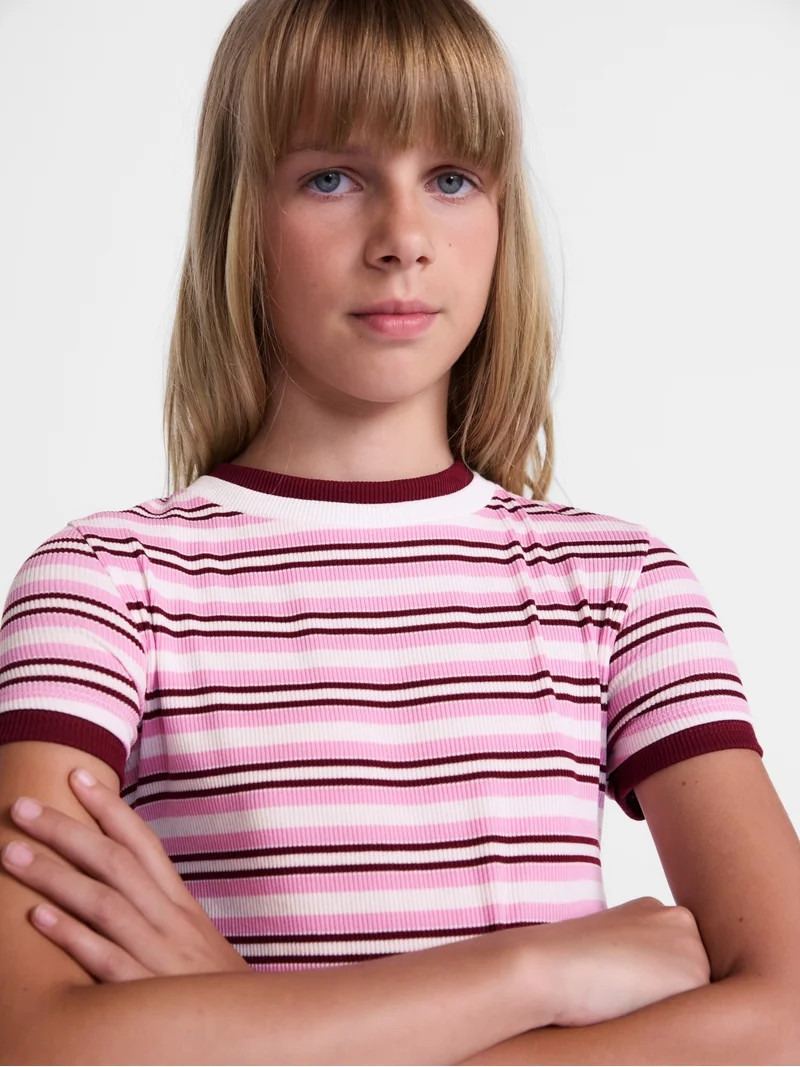 Weekend Academy Girls Layered Tee with Short Sleeves, Sizes 4-18 | Walmart (US)