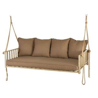 Hampton Bay Cane Patio Outdoor Patio Swing with Square Back CushionGuard Cushions GSS00208B-4 - T... | The Home Depot