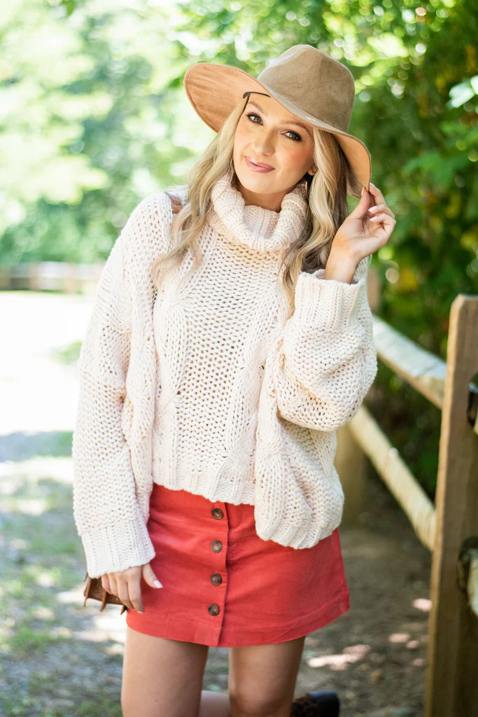 Cozy Satisfaction Ecru White Turtleneck Sweater | The Mint Julep Boutique