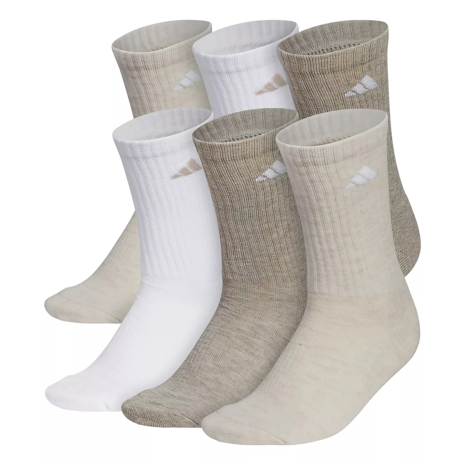Women's adidas 6-Pack Athletic Crew Socks, Size: 5-10, Beige | Kohl's