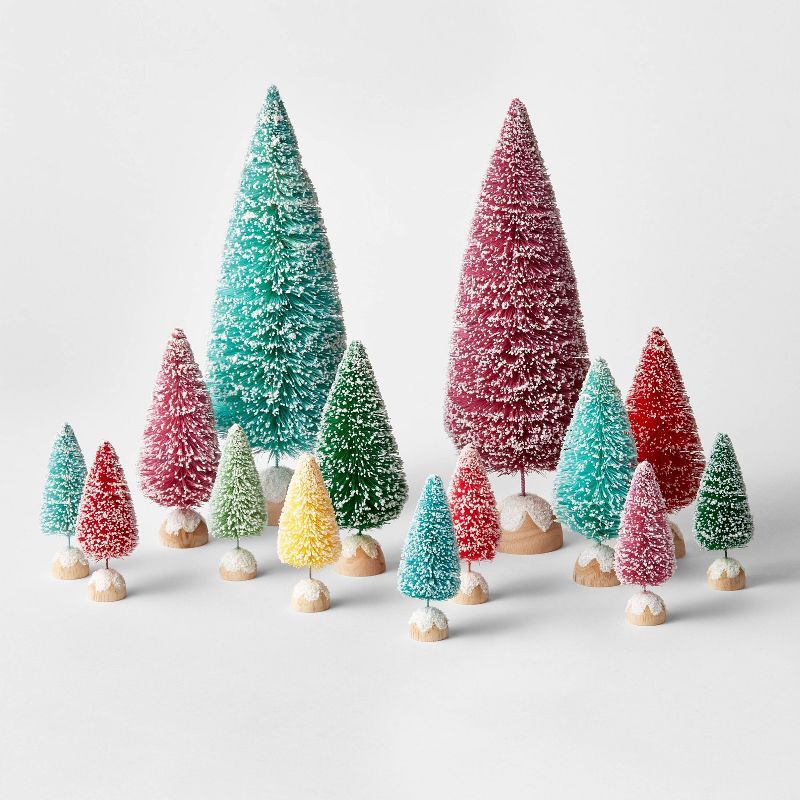 14pc Decorative Sisal Bottle Brush Tree Set Brights - Wondershop&#8482; | Target