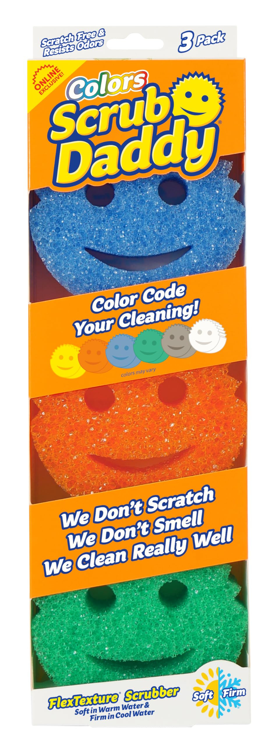 Scrub Daddy Color Sponges - Scratch-Free Multipurpose Dish Sponges for Kitchen, Bathroom & Househ... | Amazon (US)