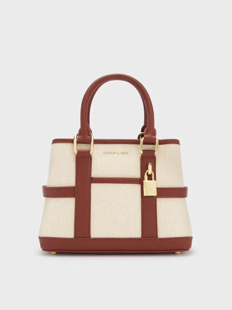 Mini Scottie Canvas Tote Bag - Brick | Charles & Keith US
