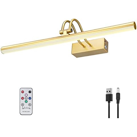 Battery Operated Picture Light with Remote and Timer, Wireless Art Lights for Paintings Brass Rec... | Amazon (US)