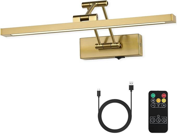 Joossnwell Battery Operated Picture Light with Remote Wireless Art Lights for Paintings Brass Gal... | Amazon (US)