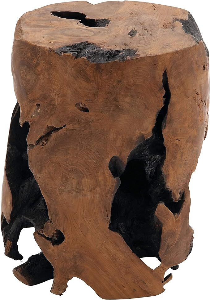 Deco 79 Teak Wood Handmade Side Accent Live Edge Stump End Table with Charred Detailing, 14"L x 1... | Amazon (US)