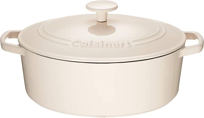 Cuisinart Chef's Classic Enameled Cast Iron 5.5-Quart Oval Covered Casserole, Enameled Cream | Amazon (US)