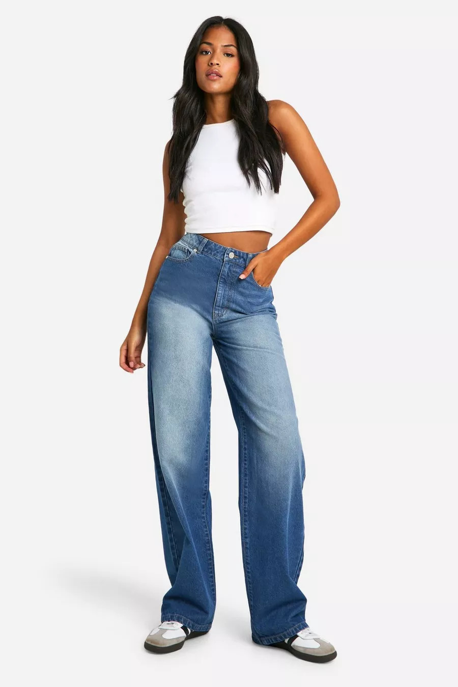 Tall Basic High Waist Super Wide Leg Jeans | Boohoo.com (NL)