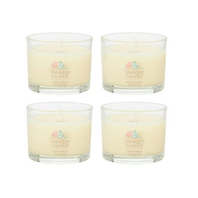 Yankee Candle Signature Votive Mini Candle Jar Christmas Cookie Scent Natural Soy Wax Blend Candle with Natural Fiber Wick 1.3oz Glass Jar 4-Pack | Target