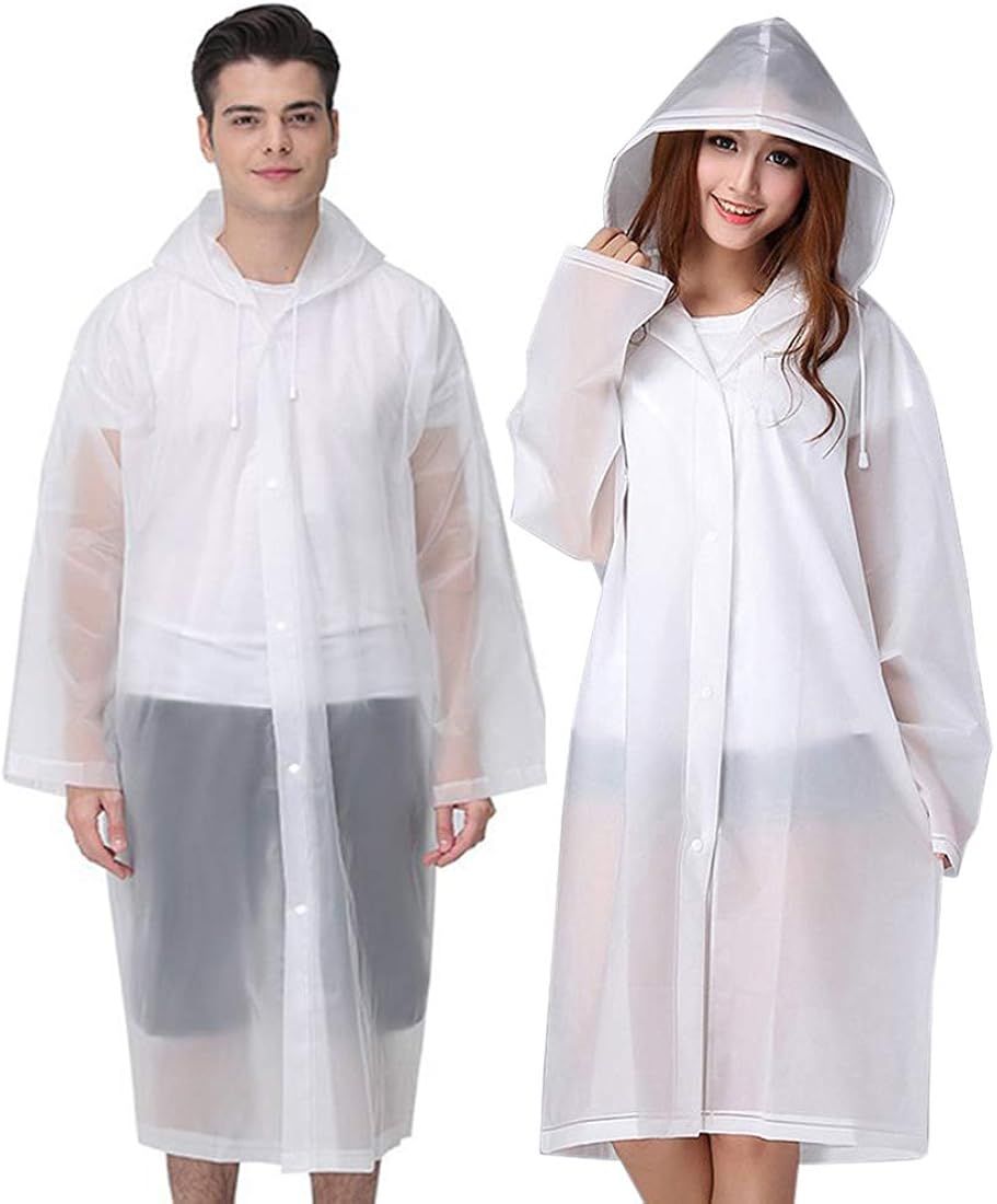 Cosowe Rain Ponchos for Adults Reusable, 2 Pcs Raincoats Emergency for Women Men with Hood and Dr... | Amazon (US)