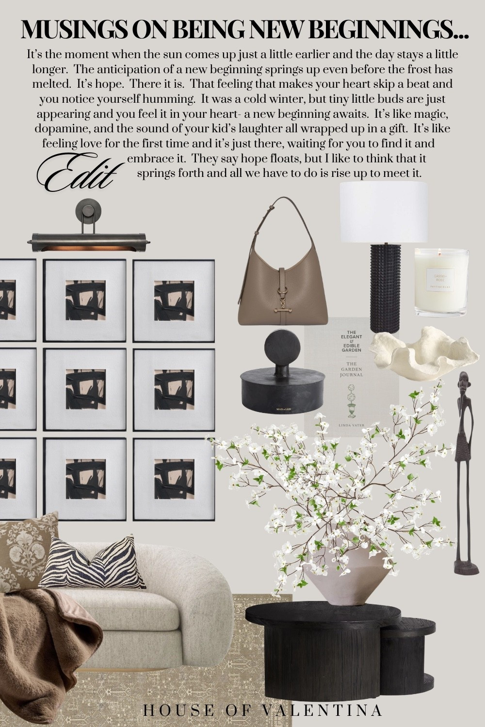 It’s the moment when the sun comes up just a little earlier and the day stays a little longer.  The anticipation of a new beginning springs up even before the frost has melted.  It’s hope.  There it is.  That feeling that makes your heart skip a beat and you notice yourself humming.  It was a cold winter, but tiny little buds are just appearing and you feel it in your heart- a new beginning awaits.  It’s like magic, dopamine, and the sound of your kid’s laughter all wrapped up in a gift.  It’s like feeling love for the first time and it’s just there, waiting for you to find it and embrace it.  They say hope floats, but I like to think that it springs forth and all we have to do is rise up to meet it.

#LTKHome #LTKmomlife #LTKSeasonal