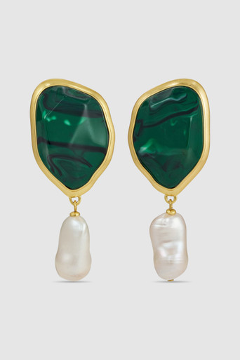 Cove Earrings Helm Green/Worn Gold | Oroton