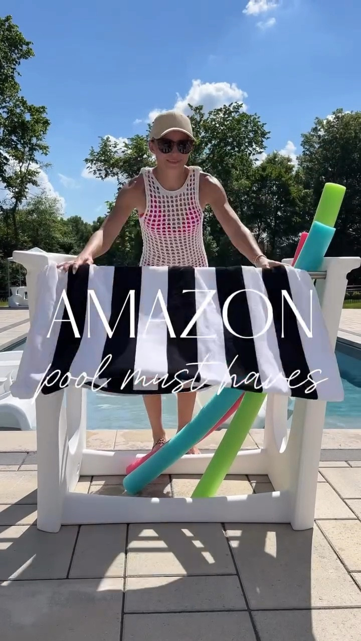 These are some of our most used pool finds - in pool lounge chairs, umbrella & stand, float & towel organizer and drink cooler table! 🍹

#LTKHome #LTKSeasonal