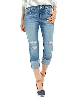 Style & Co Destructed Cuffed Capri Jeans, Created for Macy's & Reviews - Jeans - Women - Macy's | Macys (US)