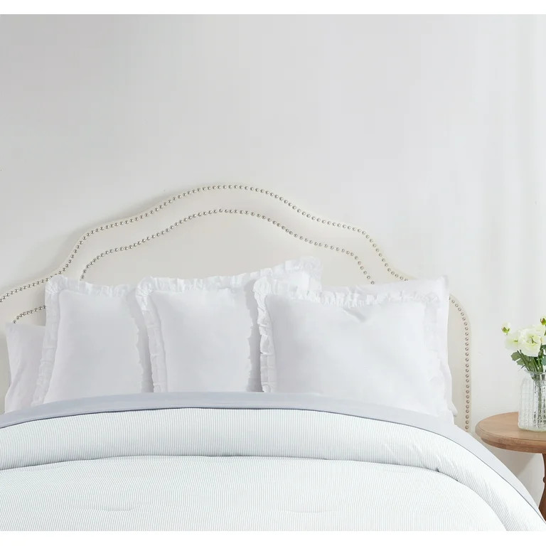 My Texas House Charlotte White Cotton Ruffled Euro Shams, 3 Pack | Walmart (US)