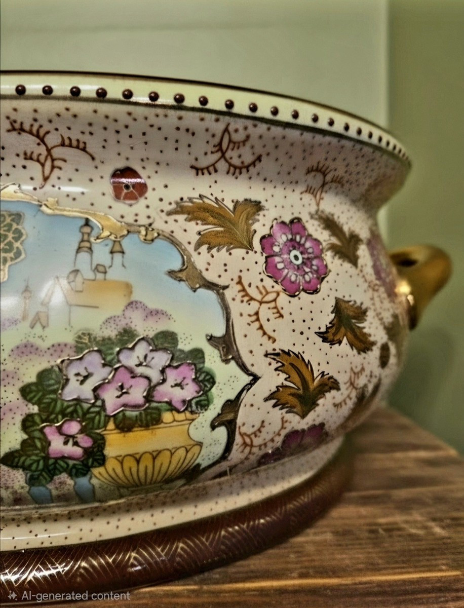 antique Chinese Famille Rose porcelain foot bath or jardini\u00e8re 19"\u00d712.5"\u00d76" | eBay | eBay US