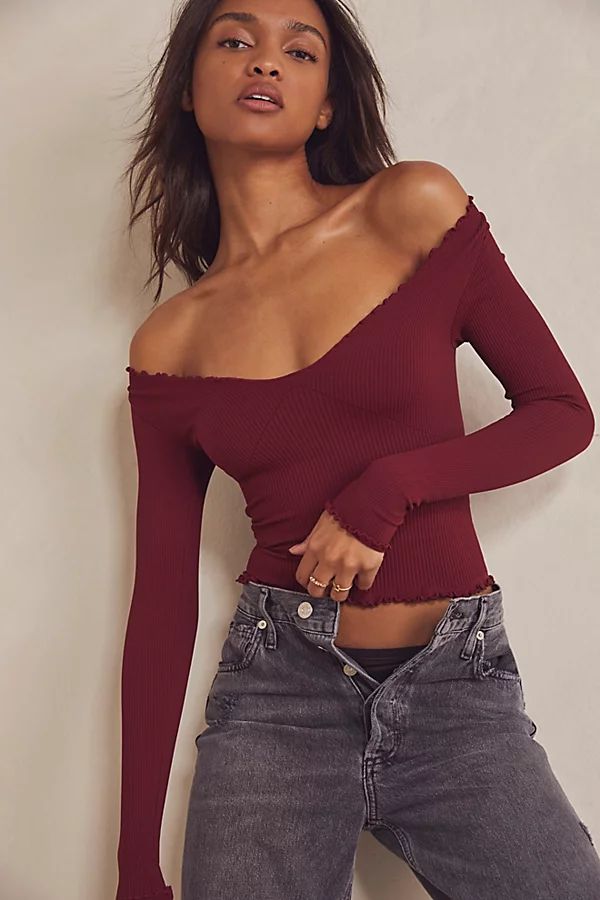 Easy To Love Seamless Long-Sleeve by Intimately at Free People, Wild Garnet, M/L | Free People (Global - UK&FR Excluded)