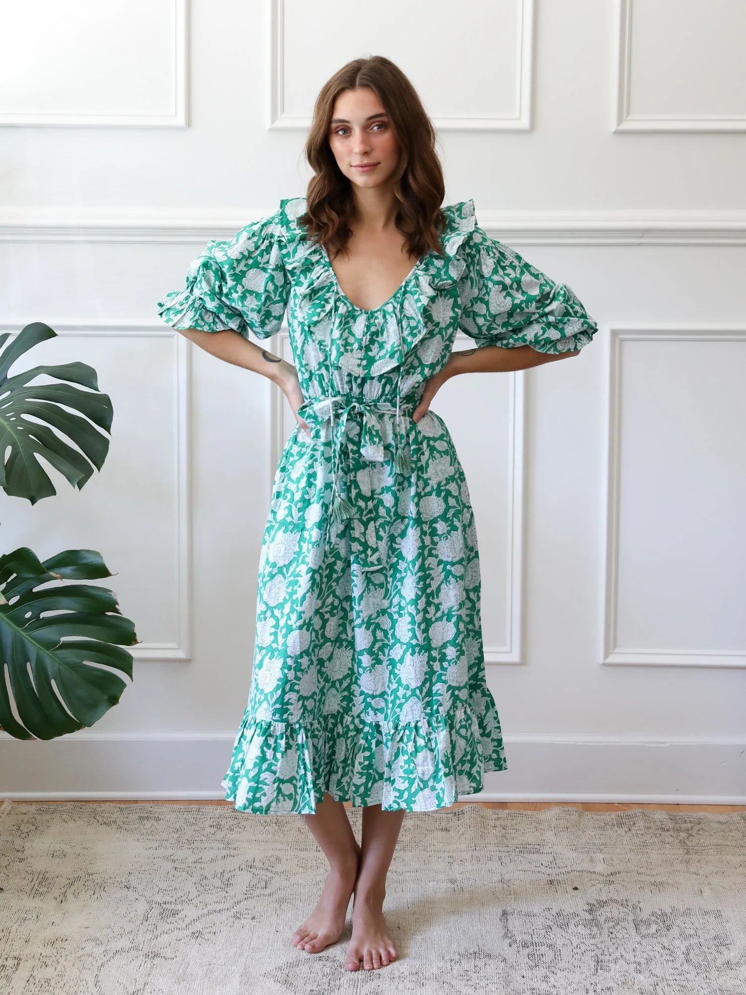 Shop Mille - June Dress in Green Zinnia | Mille