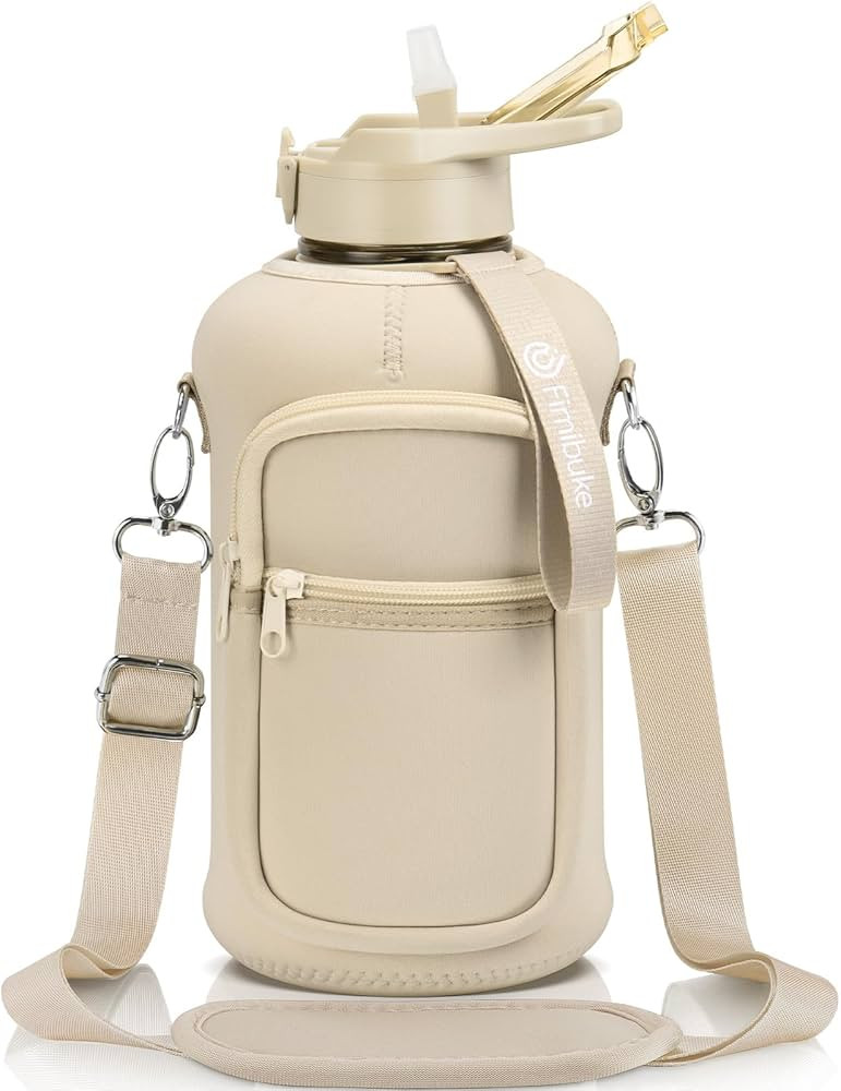 Fimibuke Half Gallon Water Bottle with Sleeve 64 OZ Water Bottle with Handle & Straw Leakproof Mo... | Amazon (US)