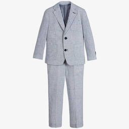 Boys Blue Linen & Cotton Suit | Childrensalon