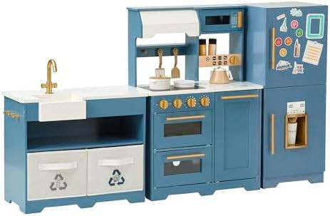 Teamson Kids Little Chef Atlanta Modular Wooden Play Kitchen, 3-Piece Pretend Set with 17 Accesso... | Amazon (US)