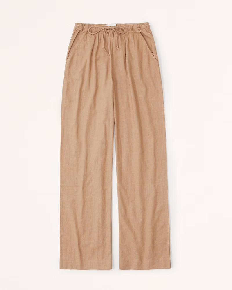 Linen-Blend Pull-On Wide Leg Pant | Abercrombie & Fitch (US)