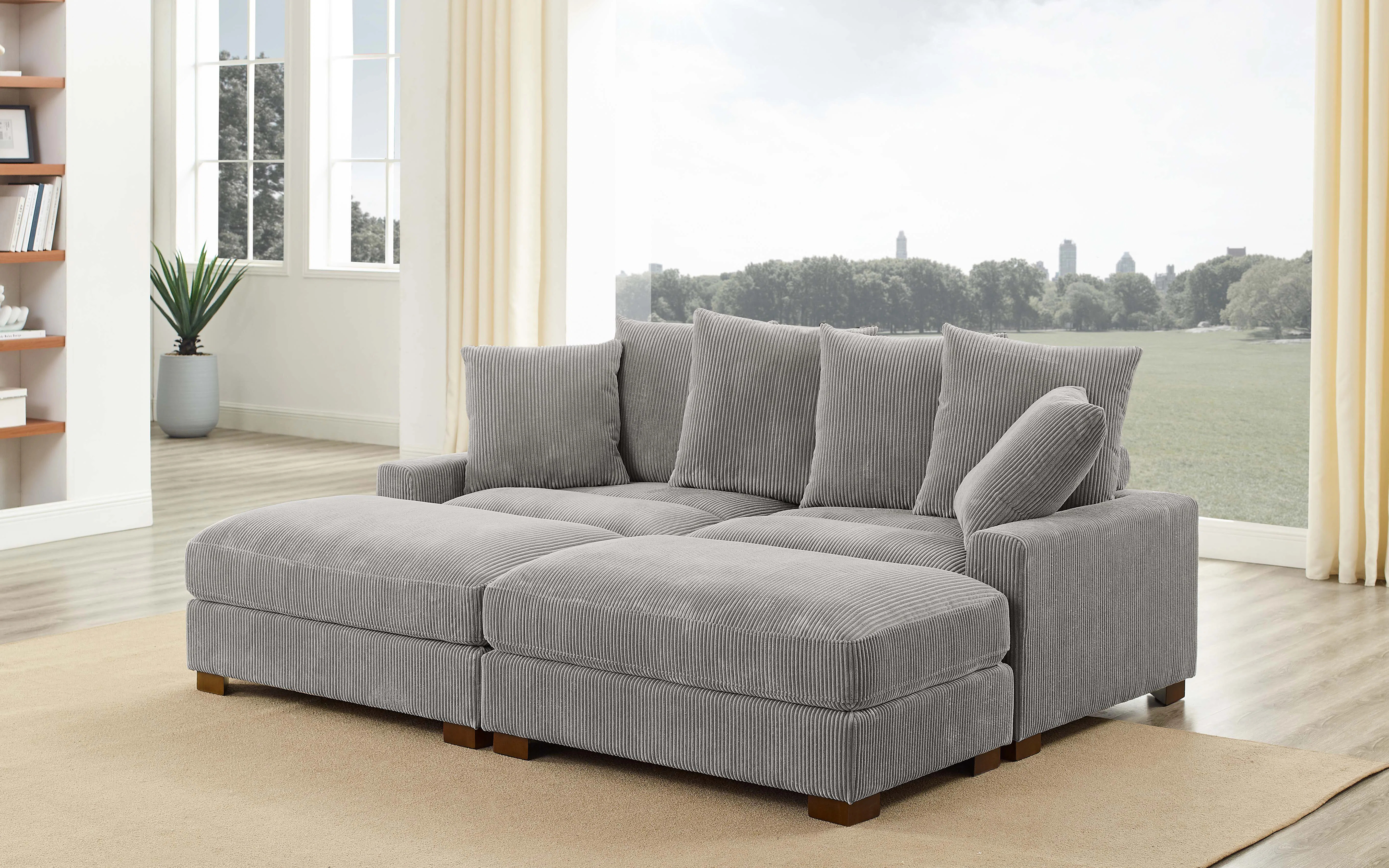 Arzuaga 4 - Piece Corduroy Sectional | Wayfair North America