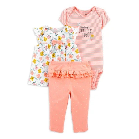 Carter s Child of Mine Baby Girl Top Bodysuit & Pants 3pc set | Walmart (US)