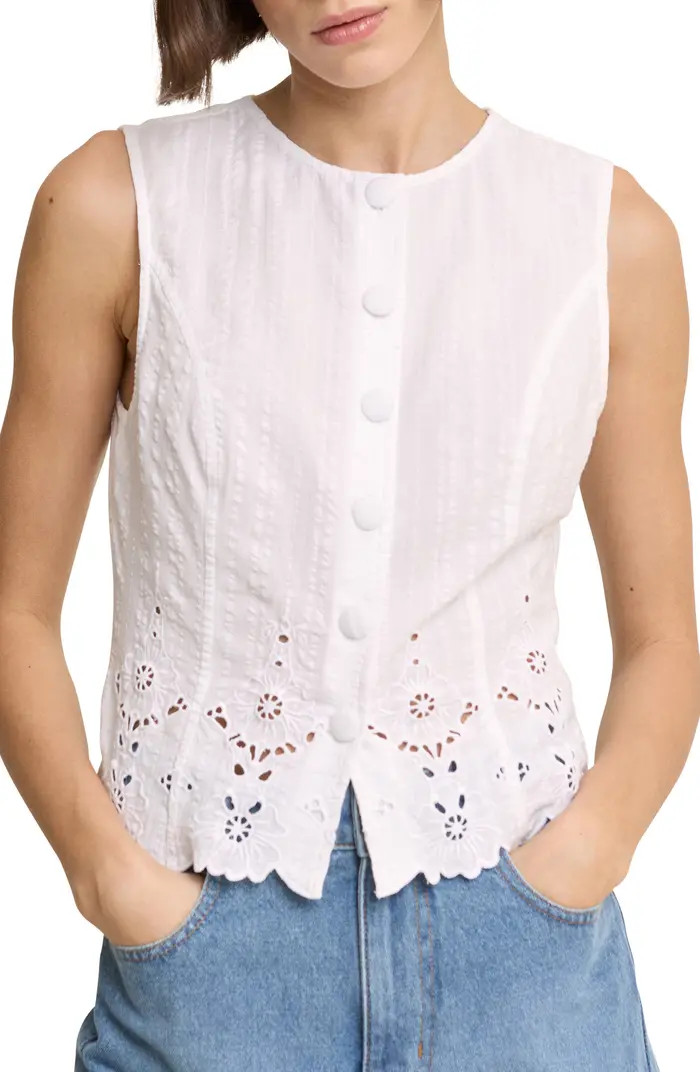 Nobody's Child Layla Eyelet Cotton Button-Up Top | Nordstrom | Nordstrom