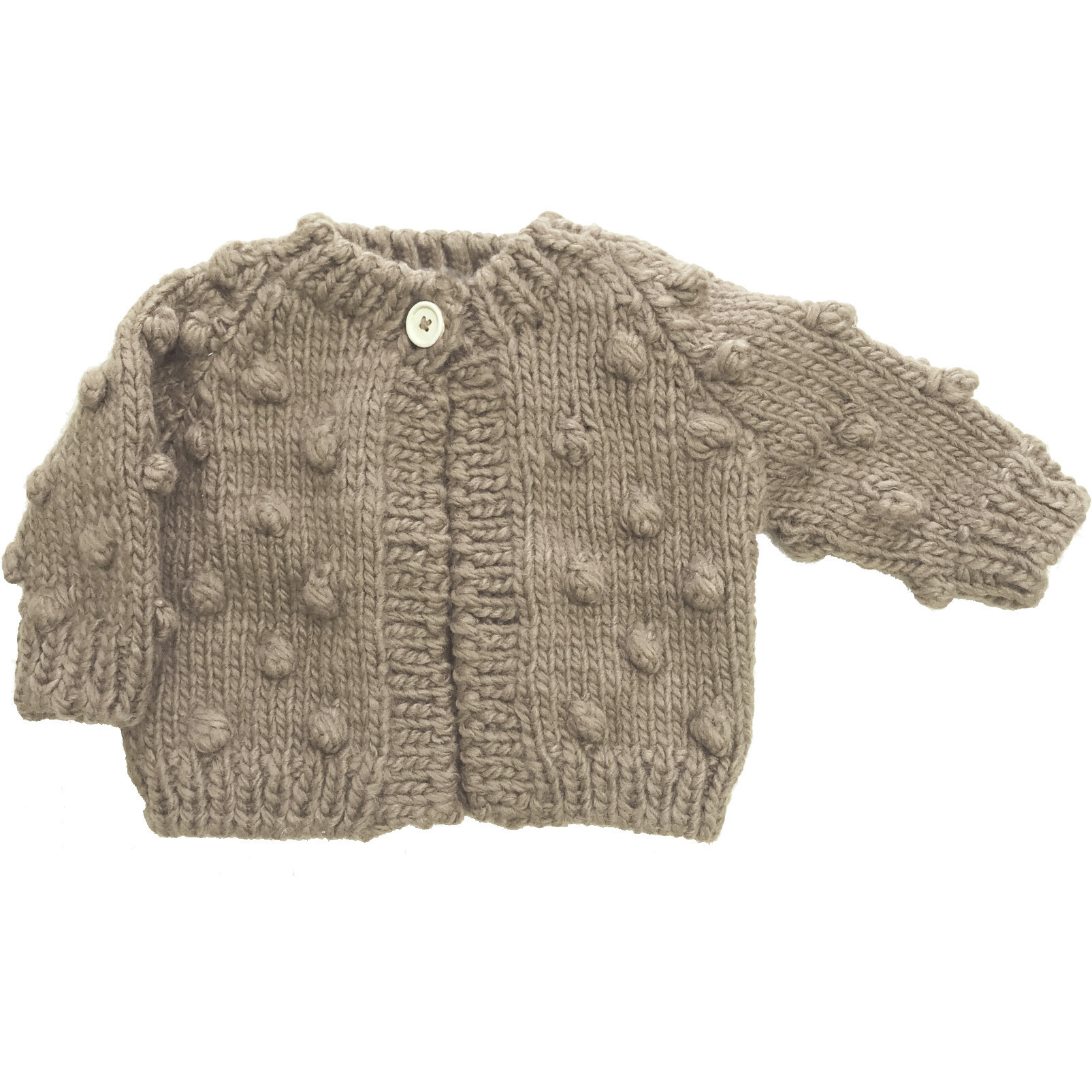 All-Over Popcorn-Knit Cardigan, Flax | Maisonette