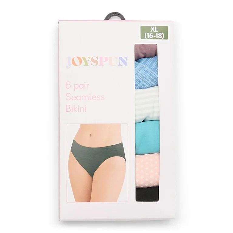 Joyspun Women's Seamless Bikini Panties, 6-Pack, Sizes XS to 3XL | Walmart (US)