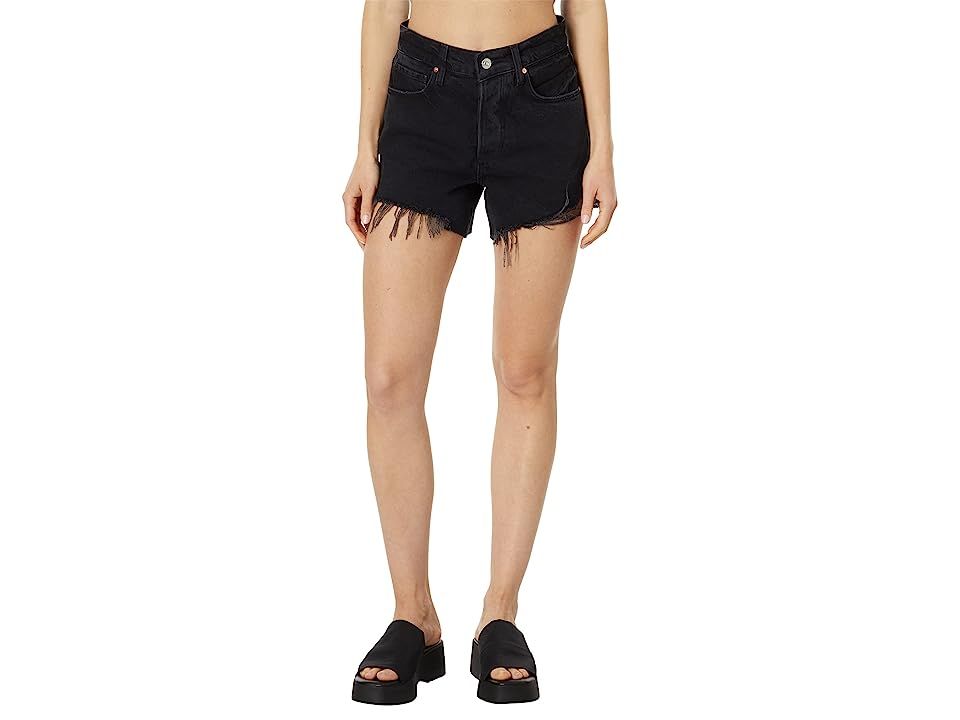Paige Asher Shorts w/ Uneven Hem (Fade to Black Destructed) Women's Shorts | Zappos