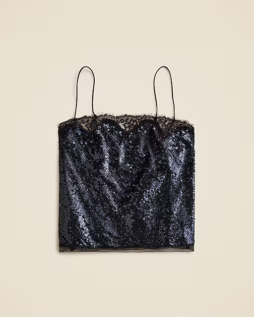 Lace-trim camisole top in sequins | J. Crew US