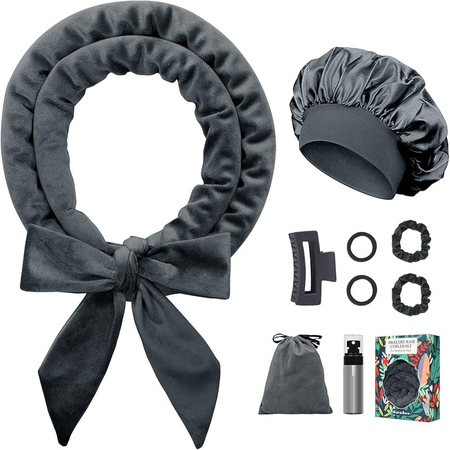 No Heat Overnight Hair Curlers Headband, 70" Soft Ribbon Curl Wrap for Long Hair - 9 PCS Curling ... | Amazon (US)