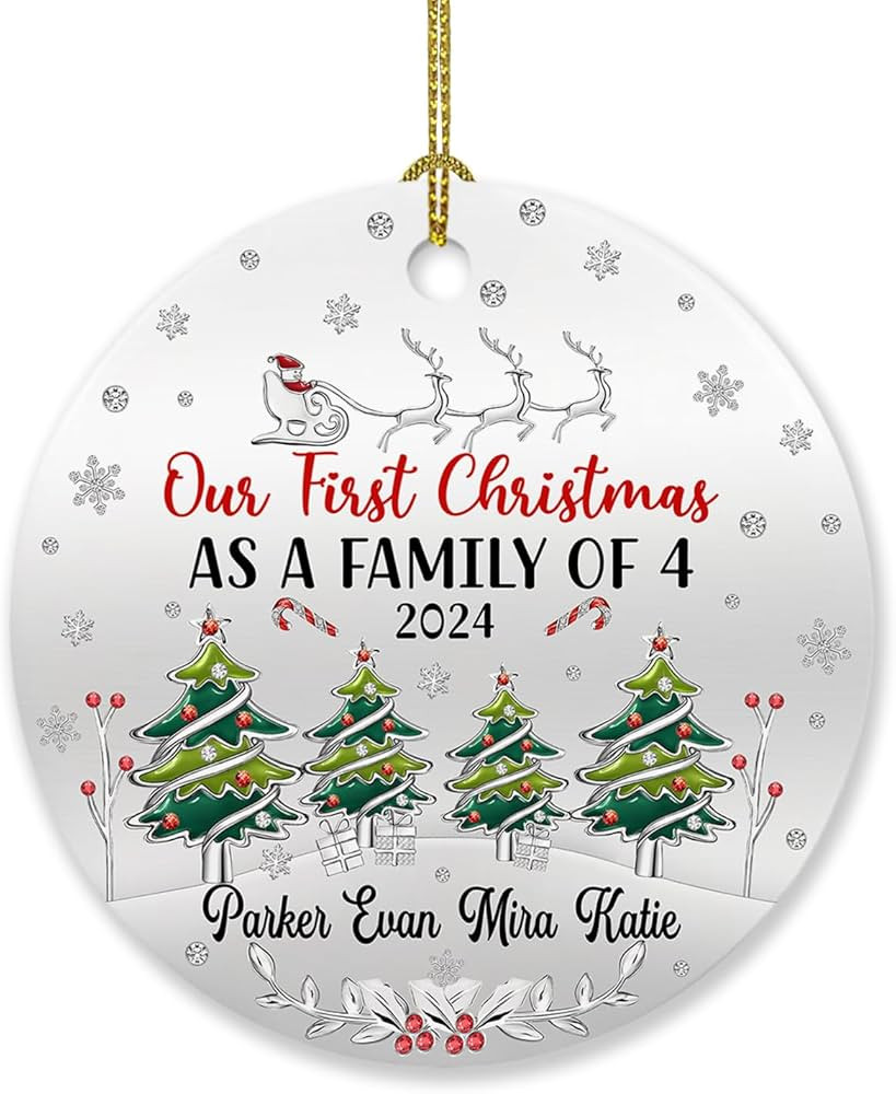 1st Xmas Family of 4 Ornament, Personalized Our First Christmas As A Family of Four Ornament Xmas... | Amazon (US)