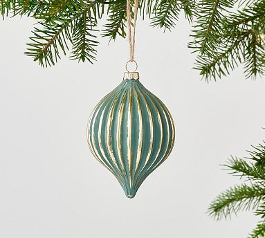 Gold Ribbed Finial Ornament | Pottery Barn (US)