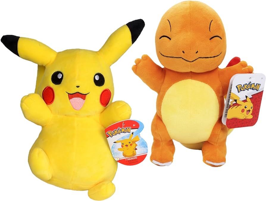 Pokémon Pikachu & Charmander Plush Stuffed Animal Toys, 2-Pack - 8" - Officially Licensed | Amazon (US)