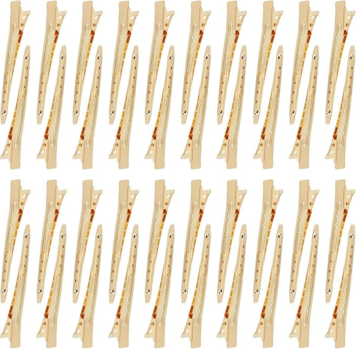 Dizila 40 Pieces 9cm/3.5" Gold Metal Hair Salon Alligator Hair Styling Clips with Holes Duckbill ... | Amazon (US)