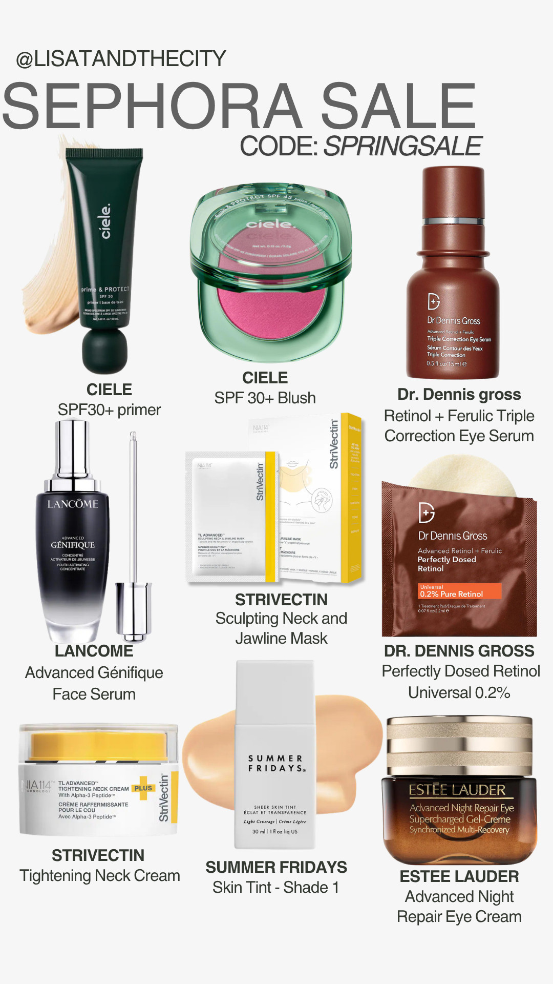 Sephora Sale is HERE and these are the must-have beauty picks you don’t want to miss—think glowing skin, anti-aging skincare, and everyday makeup essentials all in one routine 💄✨ From viral serums and retinol treatments to hydrating skin tints and SPF-infused blush, these top-rated favorites will elevate your beauty routine for spring—shop now using code SPRINGSALE before they sell out! #SephoraSale #SpringBeauty #SkincareRoutine #AntiAgingSkincare #MakeupMustHaves #BeautyDeals #SephoraFinds #GlowingSkin #RetinolSkincare #LuxuryBeauty #EverydayMakeup #LTKSale 

 

#LTKBeauty #LTKSeasonal #LTKSaleAlert #LTKBeauty