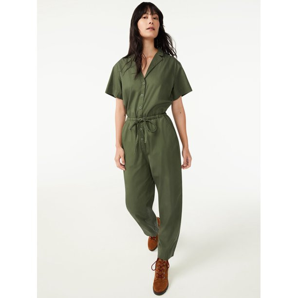 Free Assembly Women's Short Sleeve Jumpsuit - Walmart.com | Walmart (US)