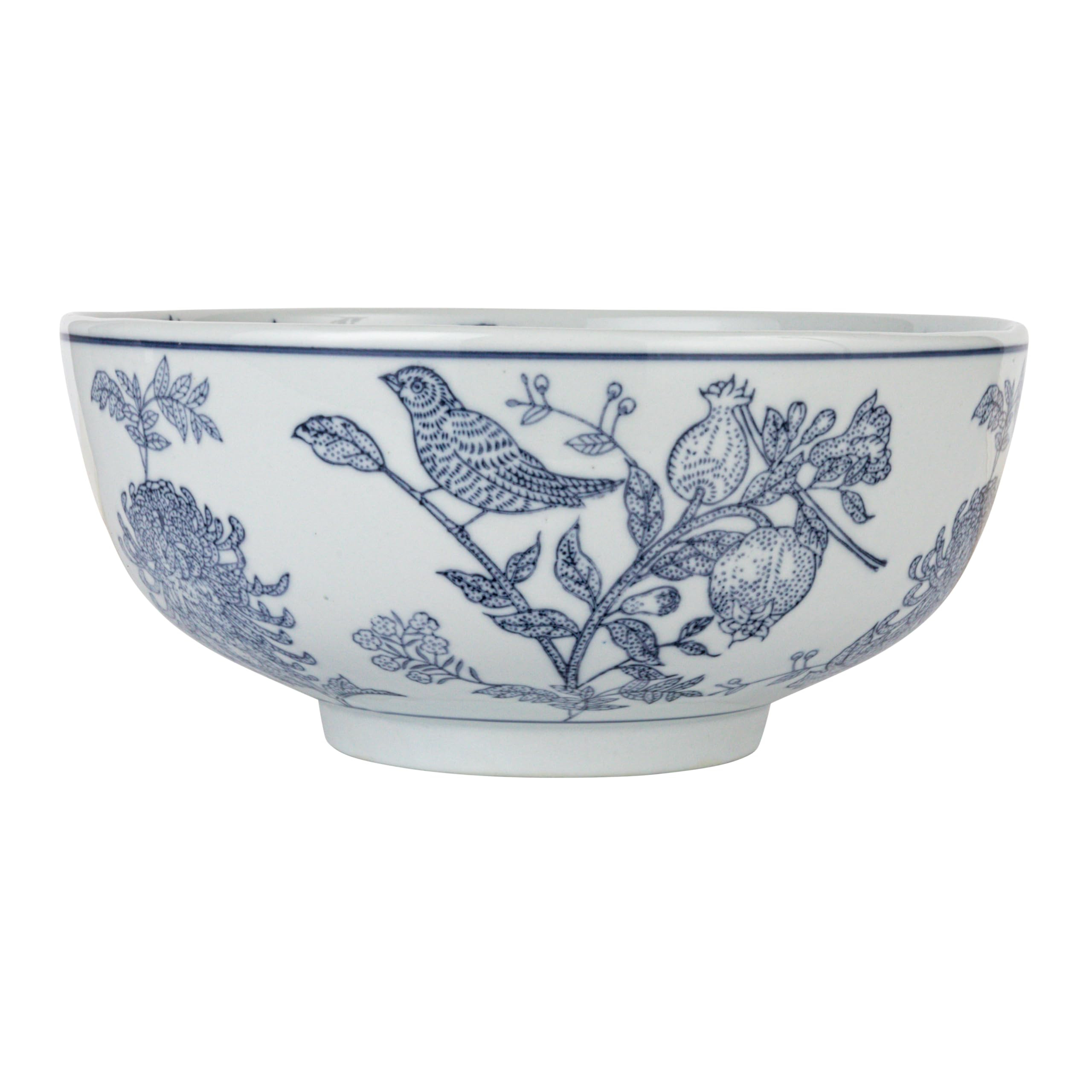 Creative Co-Op Aviary Garden Stoneware Bowl, Blue and White | Amazon (US)