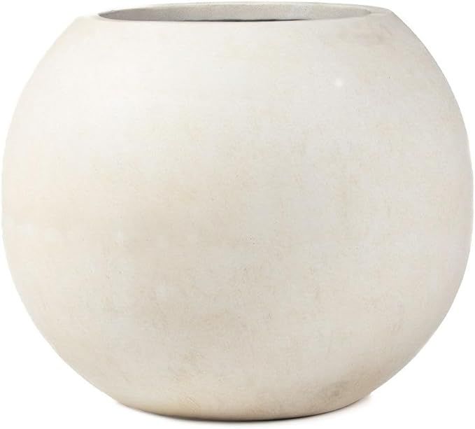 Ash & Ember Onyx 24" D Ceramic Indoor Outdoor Round Sphere Planter, Satin Ivory, Home Décor Ever... | Amazon (US)